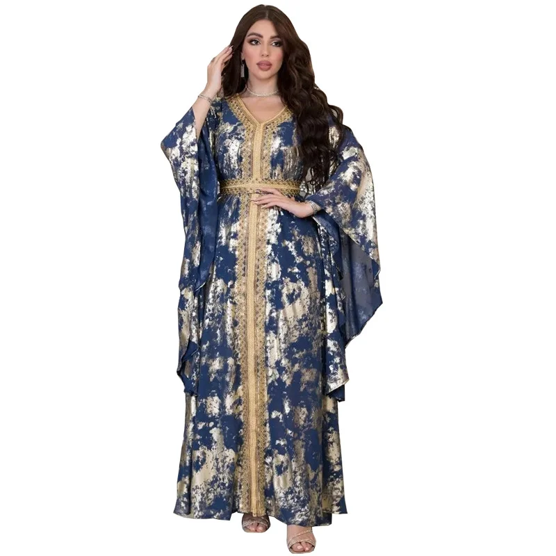 Eid Mubarak Morocco Caftan Abaya Muslim Women Long Maxi Dress Jalabiya Dubai Evening Party Gown With Belt Kaftan Abayas Clothing