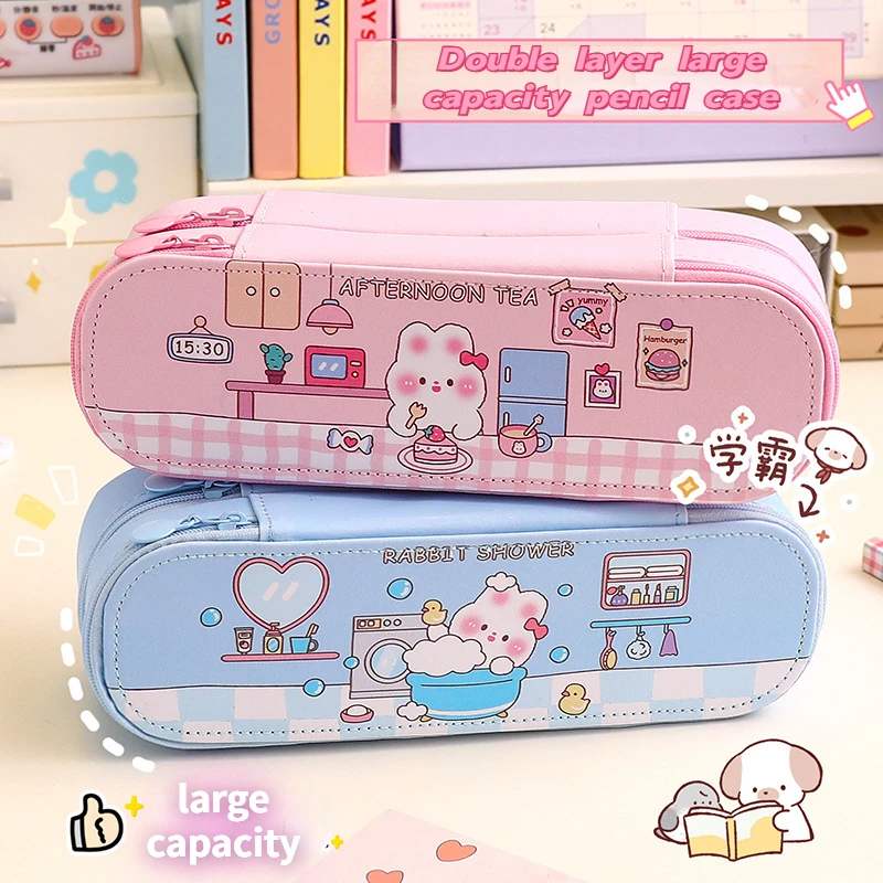 

Kawaii Multi Layer Large Capacity Pencil Bag Cute Pen Storage Box Child Gift School Office Student Study Stationery Supplies