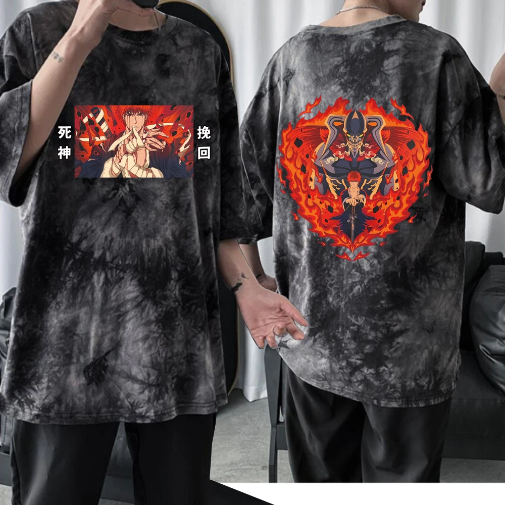 

Лидер продаж 2022, футболка с аниме отбеливателем, модные мужские и женские топы с короткими рукавами в стиле Харадзюку, хип-хоп