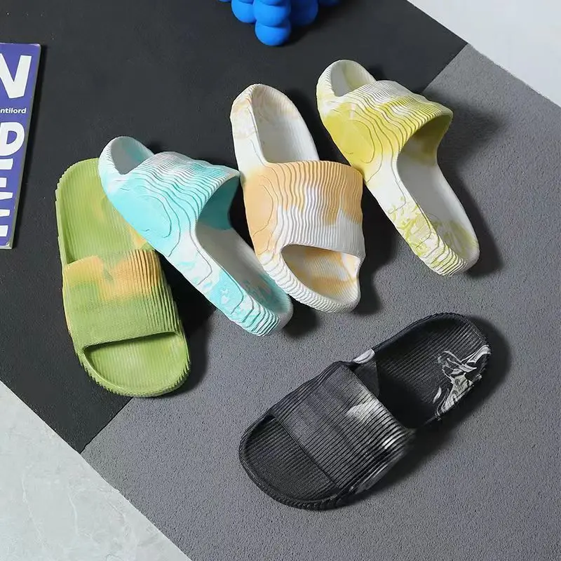 

Тапки женские с 3D градиентом, Летние Повседневные Спортивные Тапочки для влюбленных, высокий внешний вид, складные