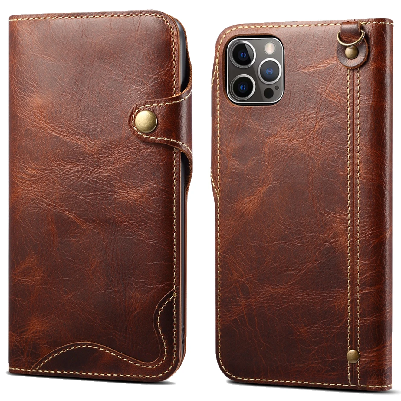 

Wallet Capa for Iphone 14 Pro Max Case Genuine Leather Flip Cover for Iphone 14 Pro 14 Max Card Slots Luxury Case with Lanyard