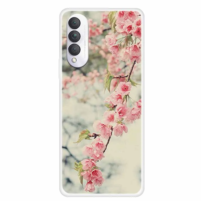 Чехол для Huawei nova 10z прозрачный тонкий силиконовый бампер с цветочным принтом