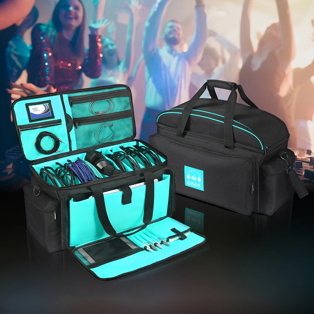 

Portable DJ Cable Bag Detachable Padded Bottom Cable File Case Multifunctional Wires Storage Pouch for DJ Cable Charger Earphone