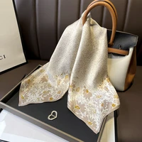 100 mulberry silk scarf for women luxury brand satin hijab printed shawl wrap designer kerchief female foulard square bandana