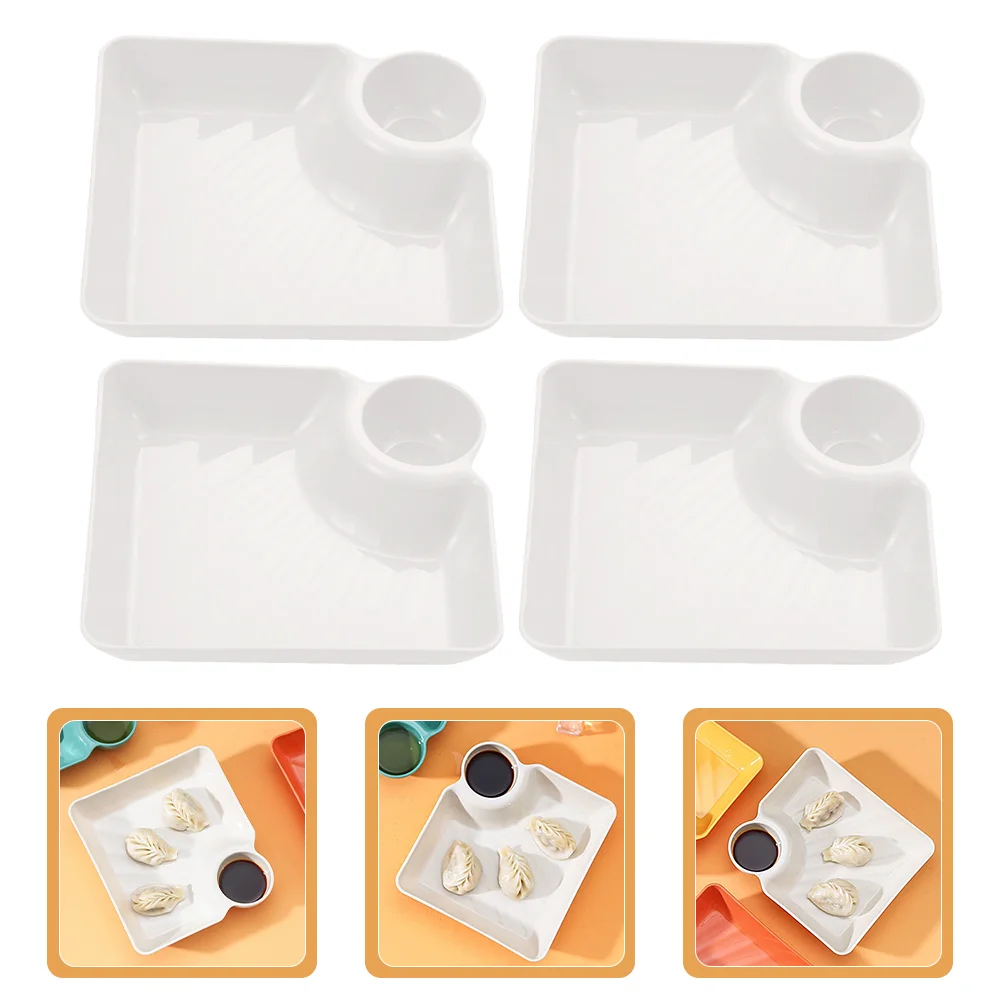 

4 Pcs Dumpling Tray Snack Serving Appetizer Dessert Platter Vegetable French Fries Side Dish Trays Party Square Plates