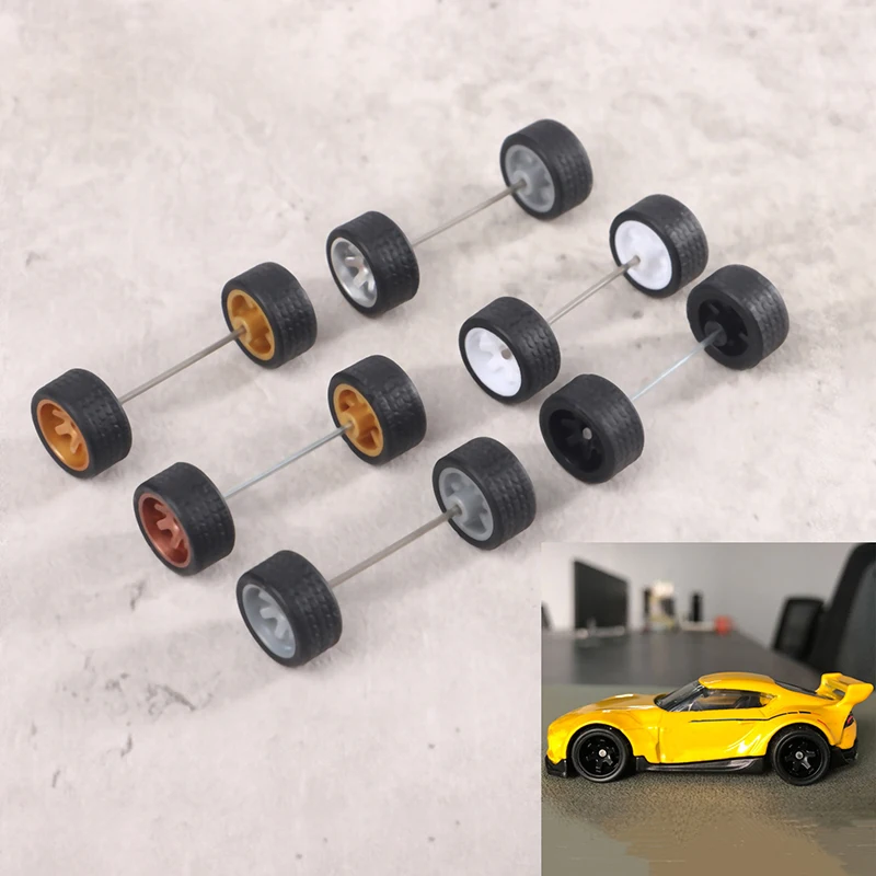 

1/64 Model Car Wheels For Hotwheels With Rubber Tires Basic ABS Modified Parts Racing Vehicle Toys Tomica MiniGT