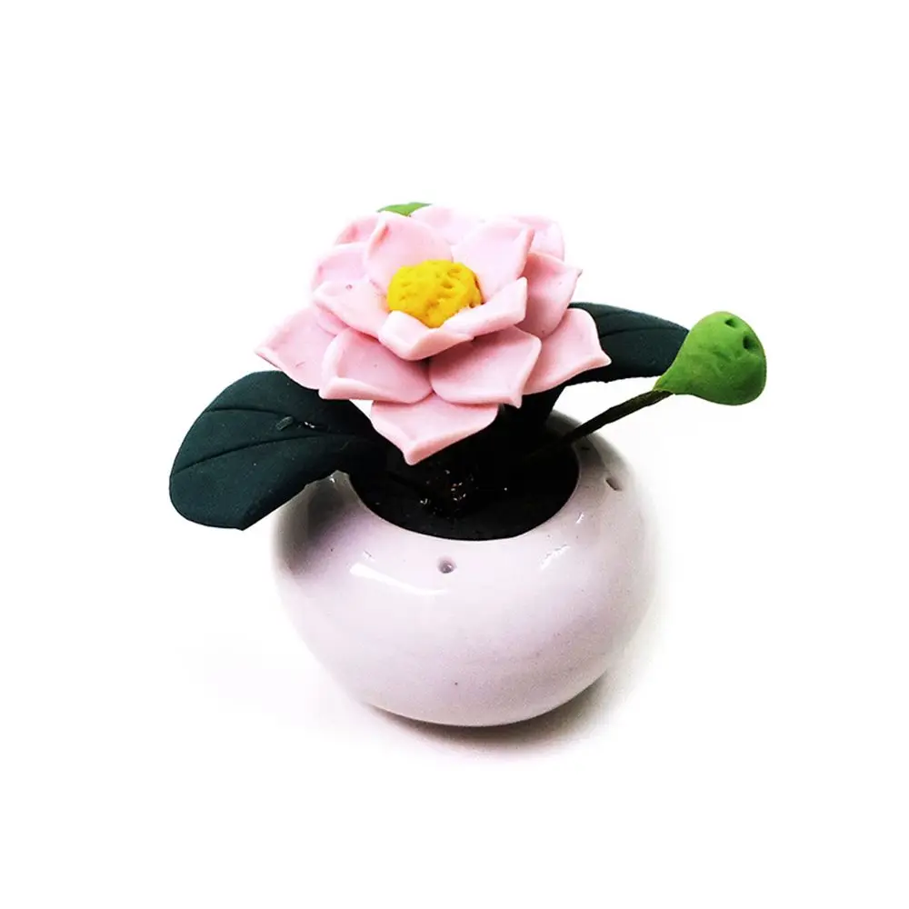 

1 Set Toy Accessories Mini Furniture Pretend Play Toy Home Flower Model Potted Plant Miniature Hanging Pot Pink Lotus
