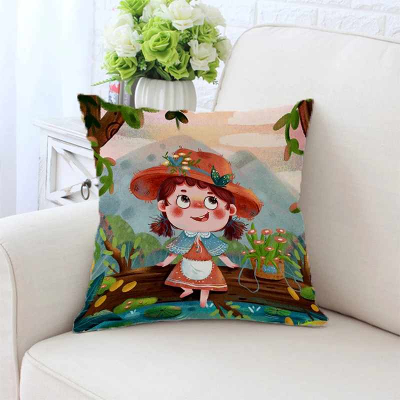 

Decorative Pillows Covers Cushions Home Decor Pillow Children's Illustration Sofa Throw Cases Pillowcases Bed Cover Fall Cushion