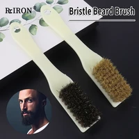 riron men boar bristle hair brush with plastic handle beard shave professional facial mustache cleaning and care brushs