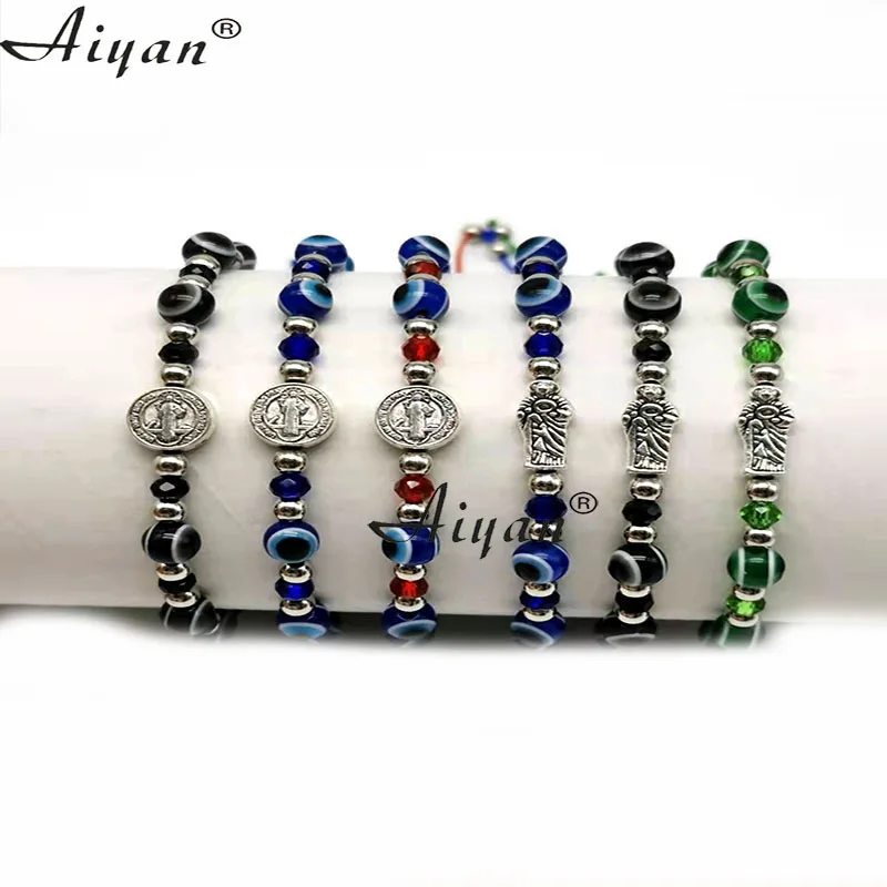 

12 шт., бусины для глаз из сплава, Сан-Джуд, Сен-Бенедикт, Дева Мария, эффект защиты от экзорцизма, можно также молиться