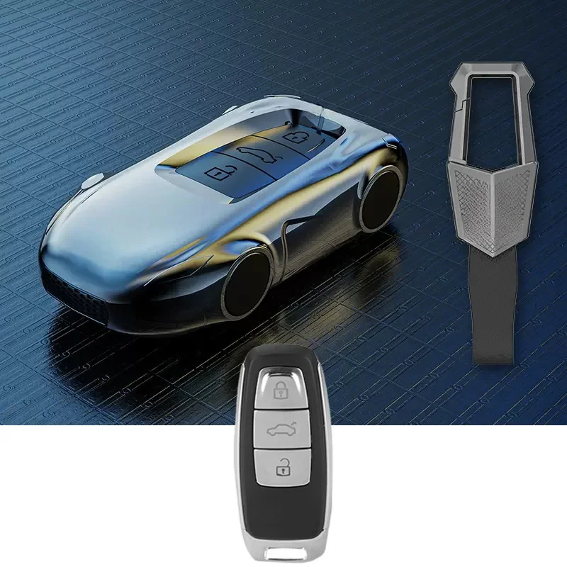 Цинковый сплав силиконовая флейта чехол с брелоком для Audi A3 A6 A7 A8 S8 Q8 E-Tron S3 S6 RS6 S7 RS7