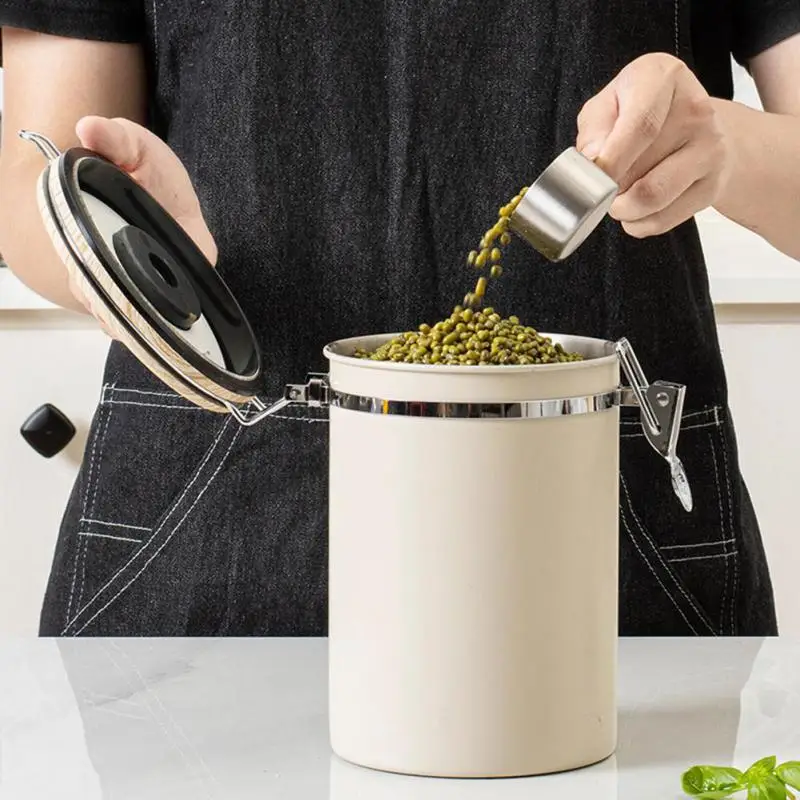 

1.8 л герметичный кофейный контейнер из нержавеющей стали, набор контейнеров для хранения, кофейная банка, канистра, совок, кофейные зерна, ча...