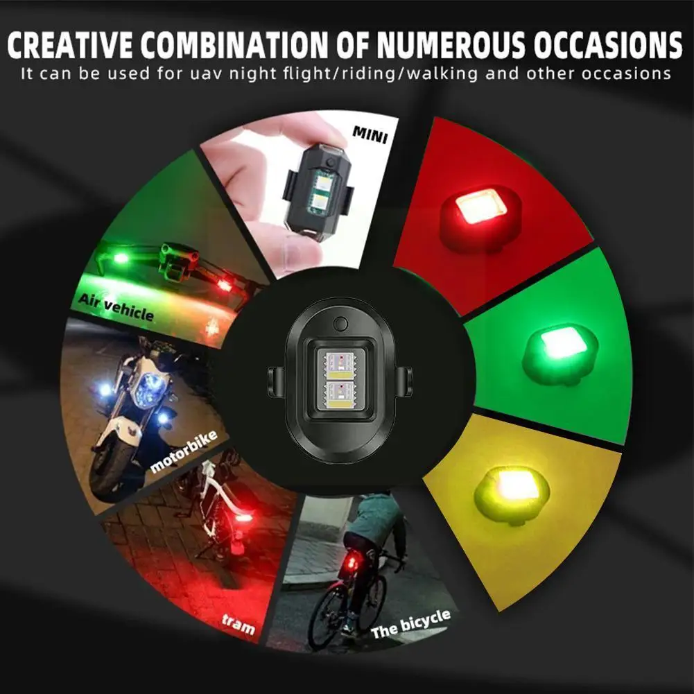 

Motorcycle Flashing Taillight 7/4 Color USB Charging Remote Control Warning Bicycle Car Light Model Drone Rear Light Y2G2