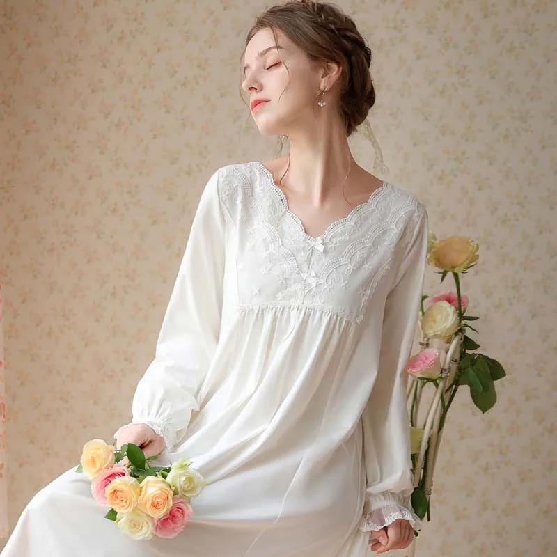 Roseheart Women Homewear Female Cotton Pink Blue Sexy Sleepwear Nightdress Lace Nightwear Nightgown Sleepwear Luxury Gown Dress