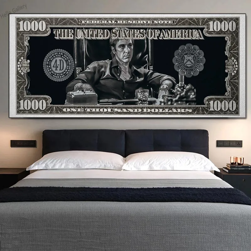 Картина из классического фильма «деньги» на холсте, Постер Тони Монтаны со скалом, настенные картины с изображением доллара, печать для гостиной, домашний декор, художественный постер