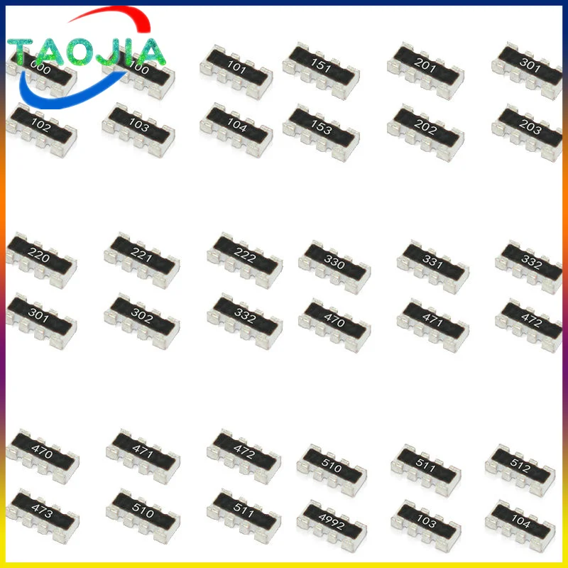 

100pcs 0603*4 8P4R 2*4P Network Resistor SMD array 0 ~ 1M 1 10 22 47 100 220 330 470 1K 2.2K 4.7K 10K 22K 47K 100K 220K 470K ohm