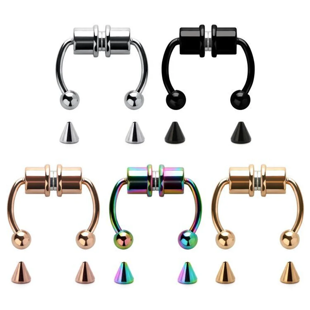 

Black Magnet Magnetic Attraction Fake Nose Ring Cuff U-shaped Stainless Steel Fake Peircings Ornament Body Jewelry For Women