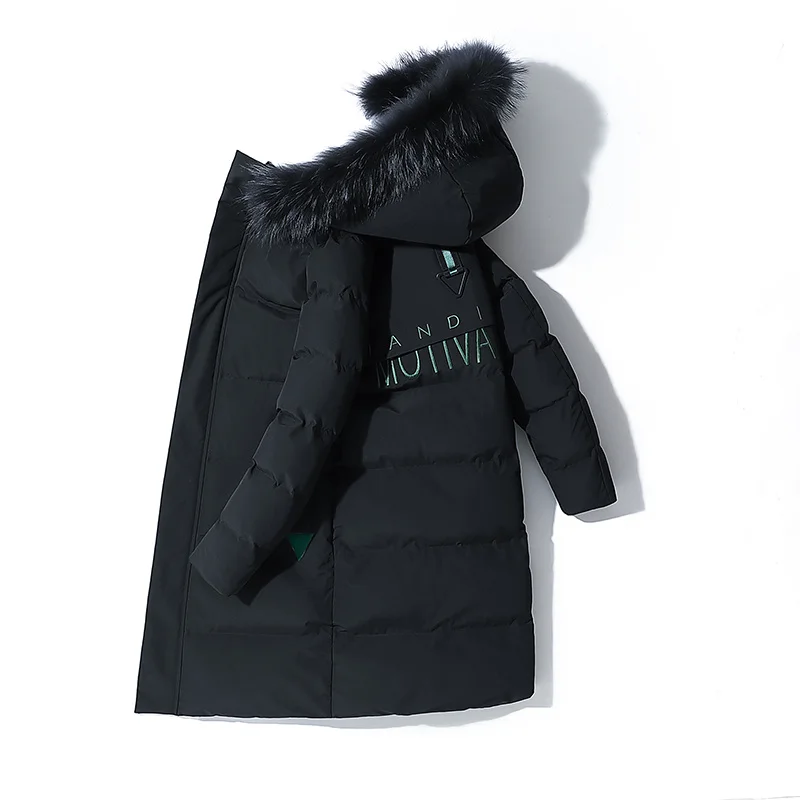 Мужское зимнее пальто с большим меховым воротником повседневное теплое плотное