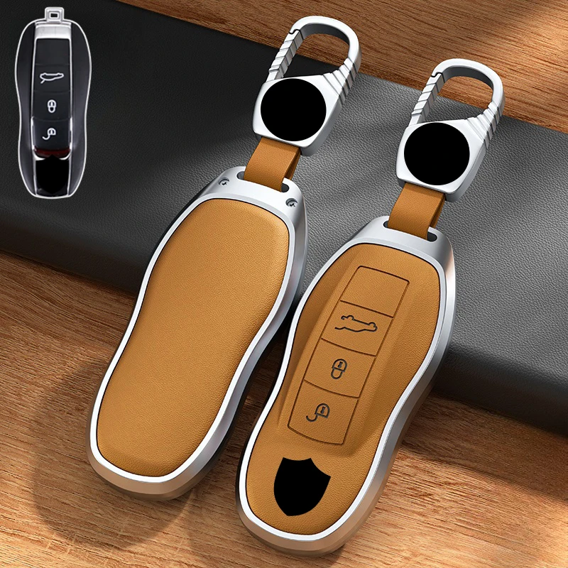 Кожаный Автомобильный Брелок для ключей из алюминиевого сплава брелок Porsche Boxster