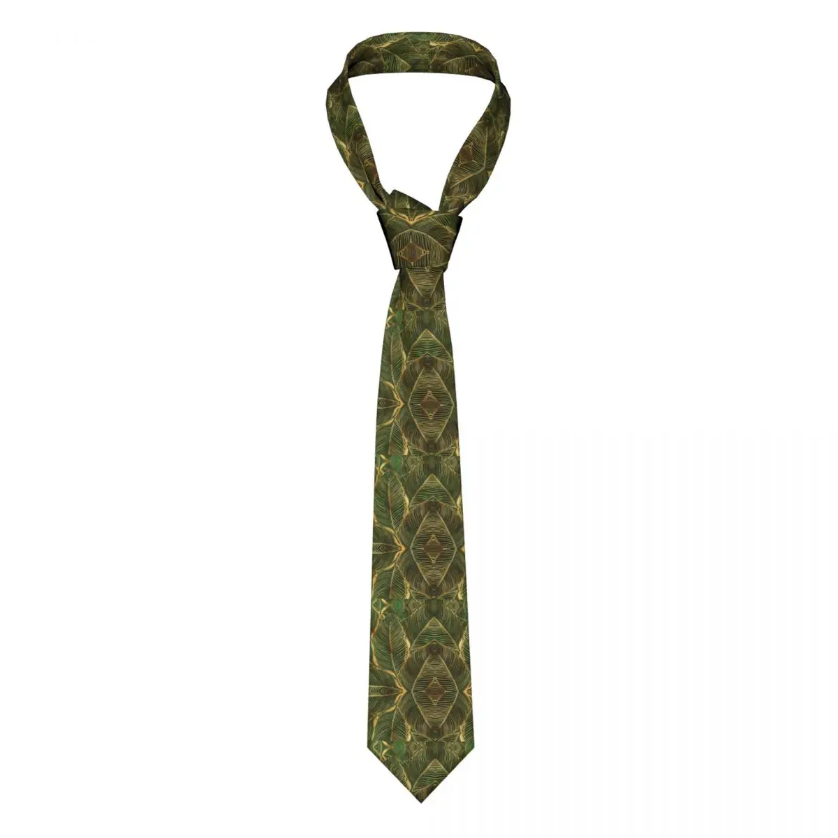 

Gold Leaves Forest Tie Green Elegant Gift For Men Neck Ties Design Shirt 8CM Office Cravat