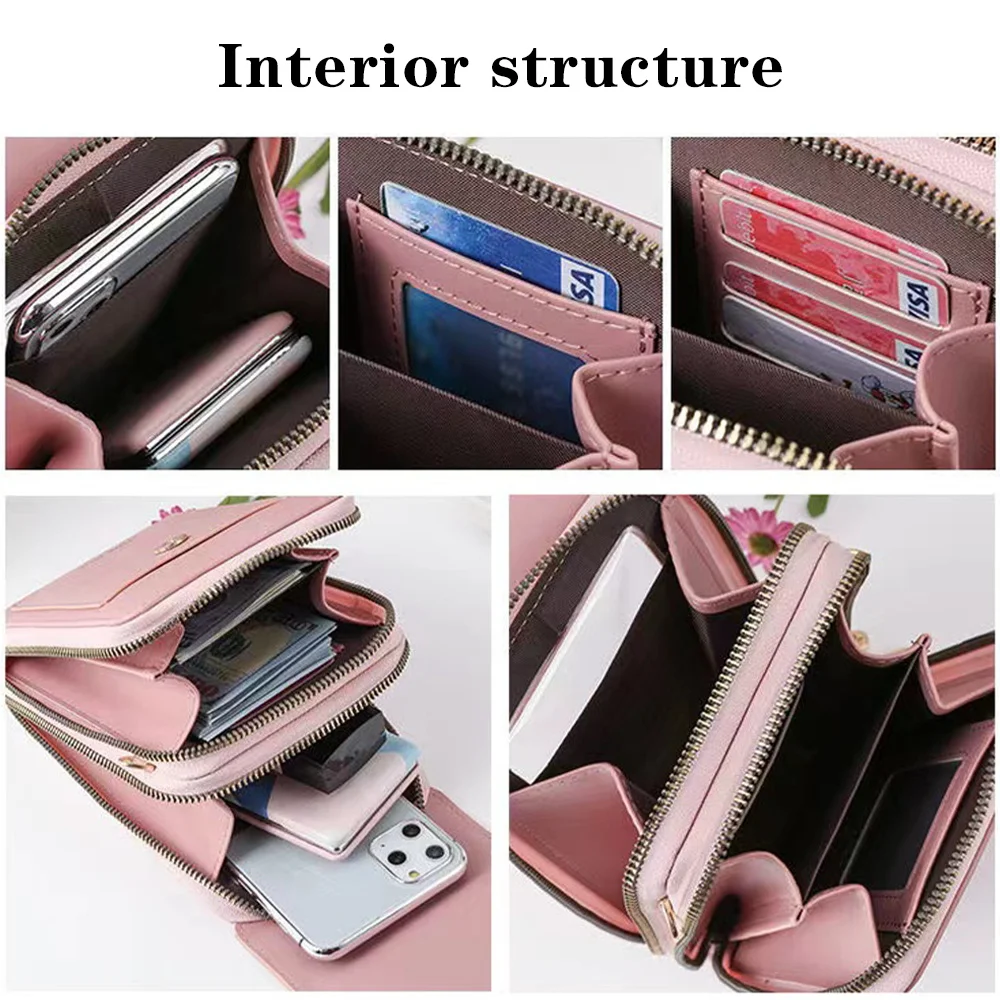 Phone Bag Small Crossbody Bags Women Leather Tote Touch Screen Shoulder Messenger Bags Flap Clutch Card Holders Purse Handbag