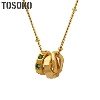 tosoko stainless steel jewelry zircon inlaid multi ring ring pendant necklace female fashion clavicle chain bsp708