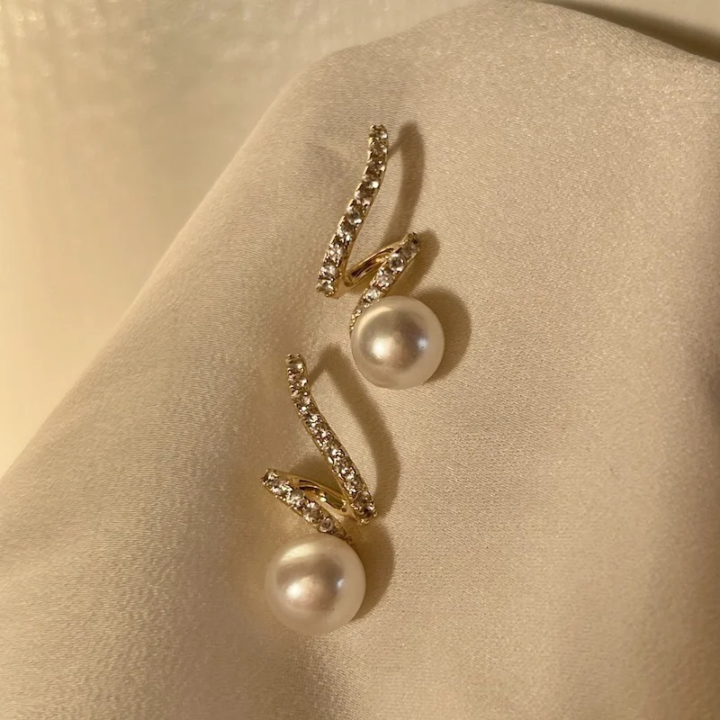 

High-Grade Light Luxury Frosty Style Earrings Natural Freshwater Pearl Silver Pin Earrings All-Matching