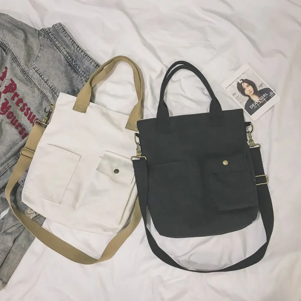 

Women Large Capacity Canvas Canvas Shoulder Bag Solid Color Messenger Bag Women Crossbody Bag Korean Style Handbag