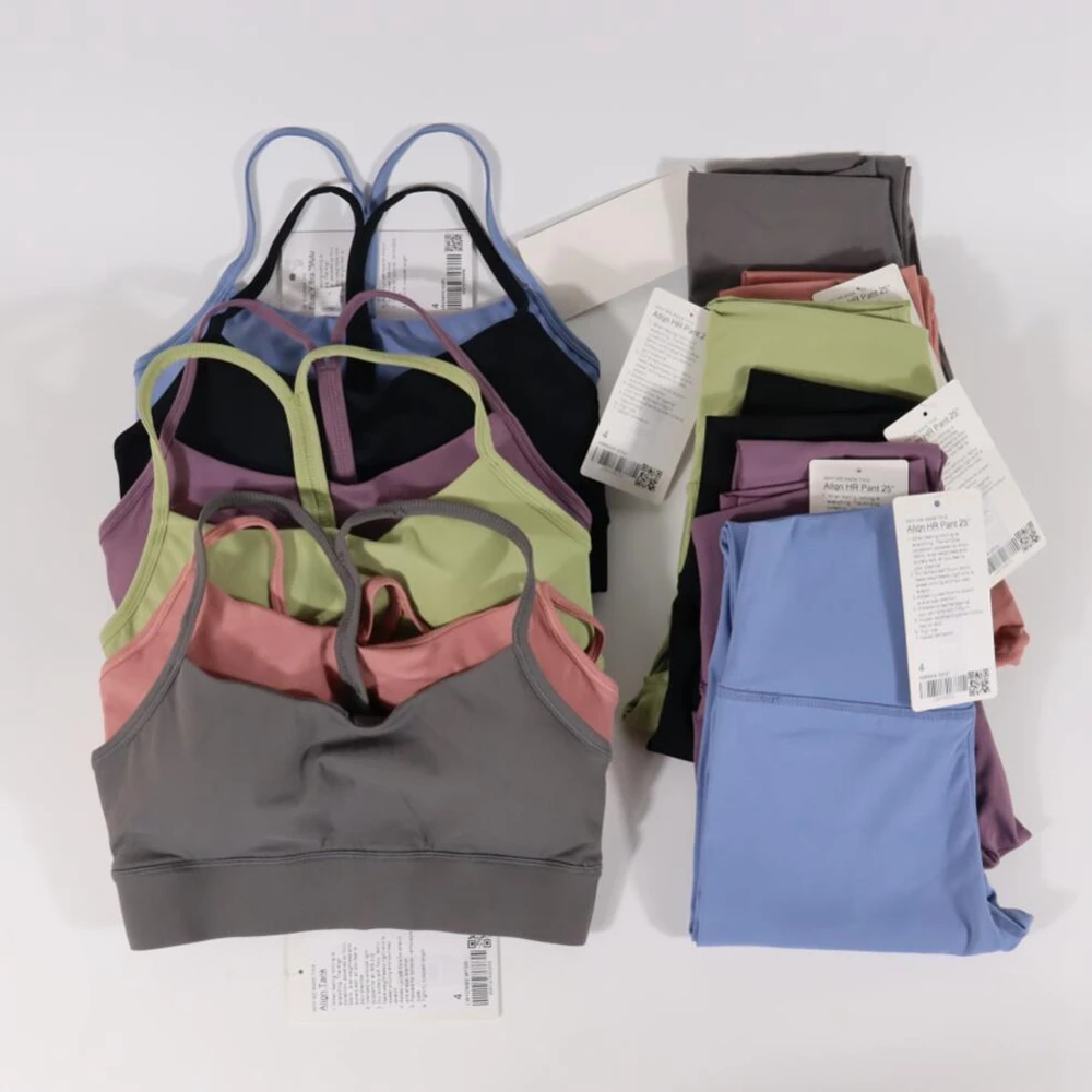 

Женский комплект для йоги Lulu из 2 предметов, спортивная одежда, топ для спортзала, Y-образный бюстгальтер для фитнеса, леггинсы Lulu с высокой талией и логотипом, спортивная одежда для тренировок