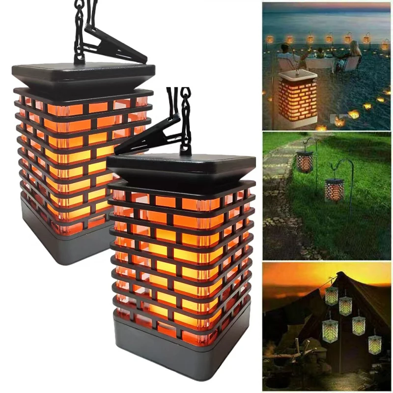 

1/2pcs Solar Powered Lanterns Light Outdoor Waterproof Flickering Flame Effect Light LED Hanging Decorative Lamp For Garden Yard