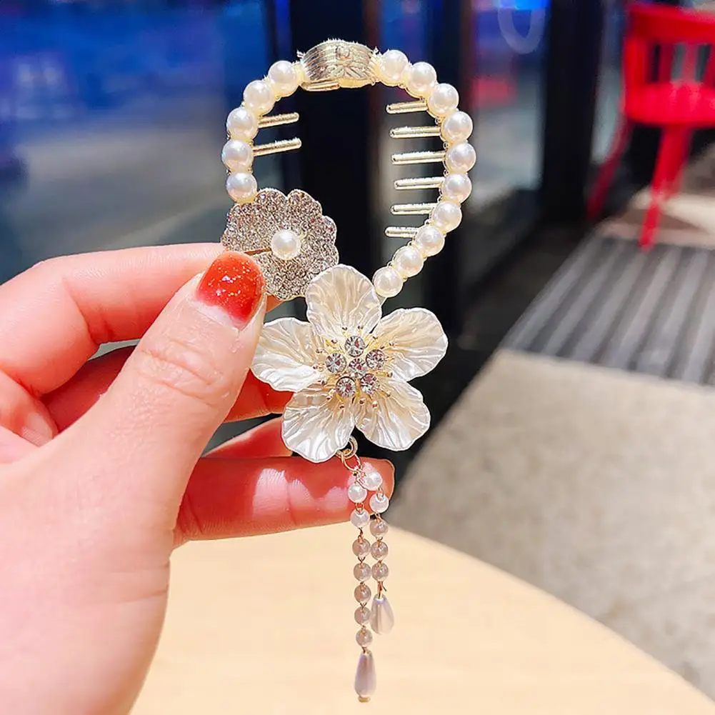 

Fashion Green Leaf Lightweight Dazzling Rhinestone Women High Low Ponytail Hair Clip Anti-slip High Ponytail Clip Daily Wear