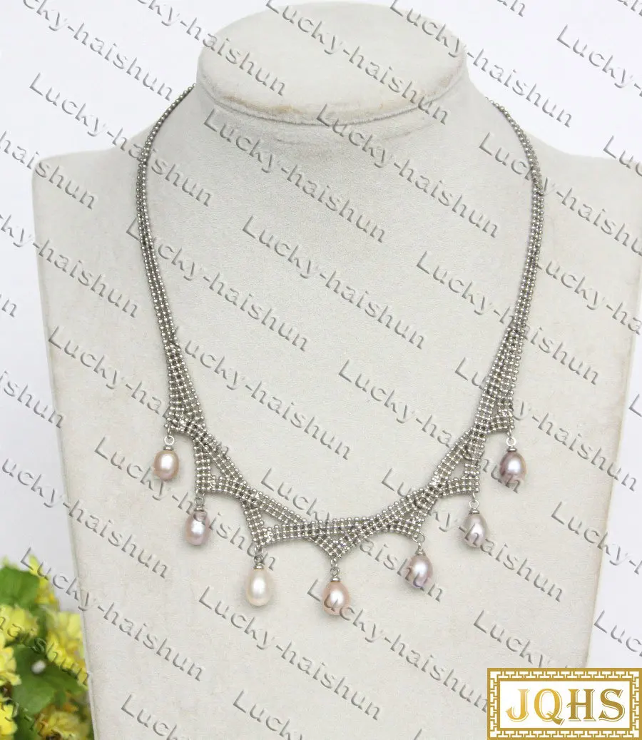 

Ожерелье из натурального пресноводного жемчуга, цепь 17 дюймов 10 мм с застежкой 14 карат c468, натуральный блеск