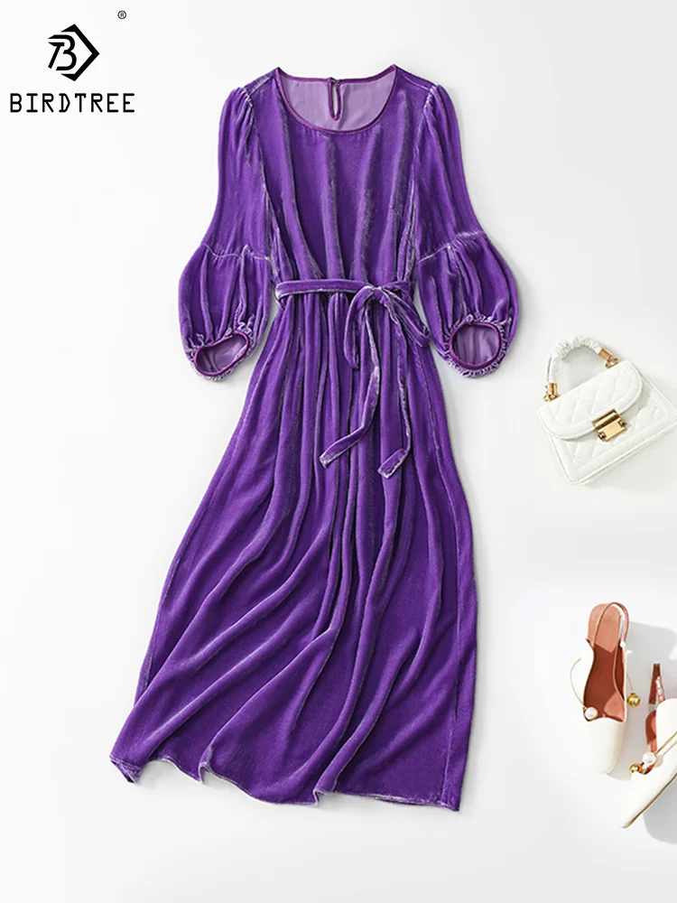 Женское платье с подкладкой из 100% шелка и бархата однотонное элегантное