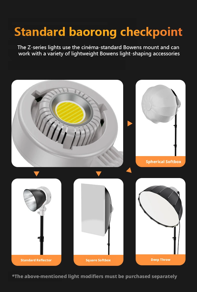 Фото Профессиональный светодиодный осветитель Liyadi 150W Cob RC150/R150 2700K-6500K 13500 люмен для студийной съемки и прямых трансляций №1