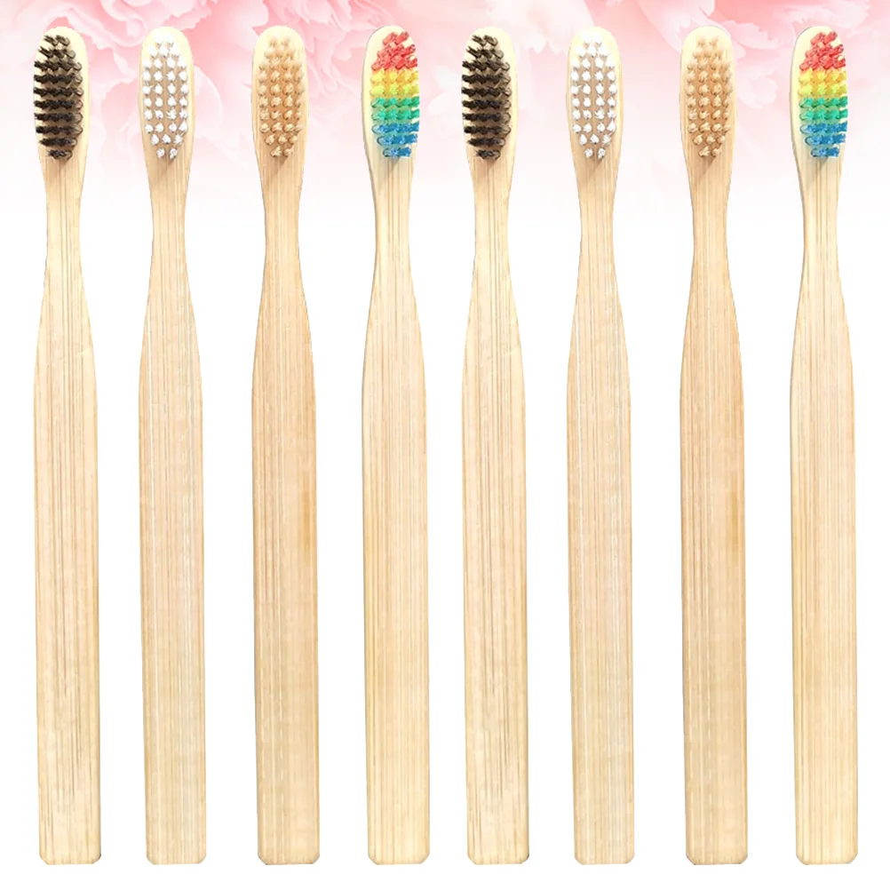 

20PCS Natural Friendly Travel Biodegradable Toothbrushes for Travel Home Use- Square End Bamboo Dental