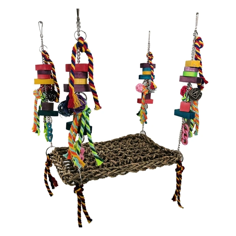 

C90D Birdcage Swing Parrots Climbing Hammock Standing Perch Toy for Parakeets Budgies
