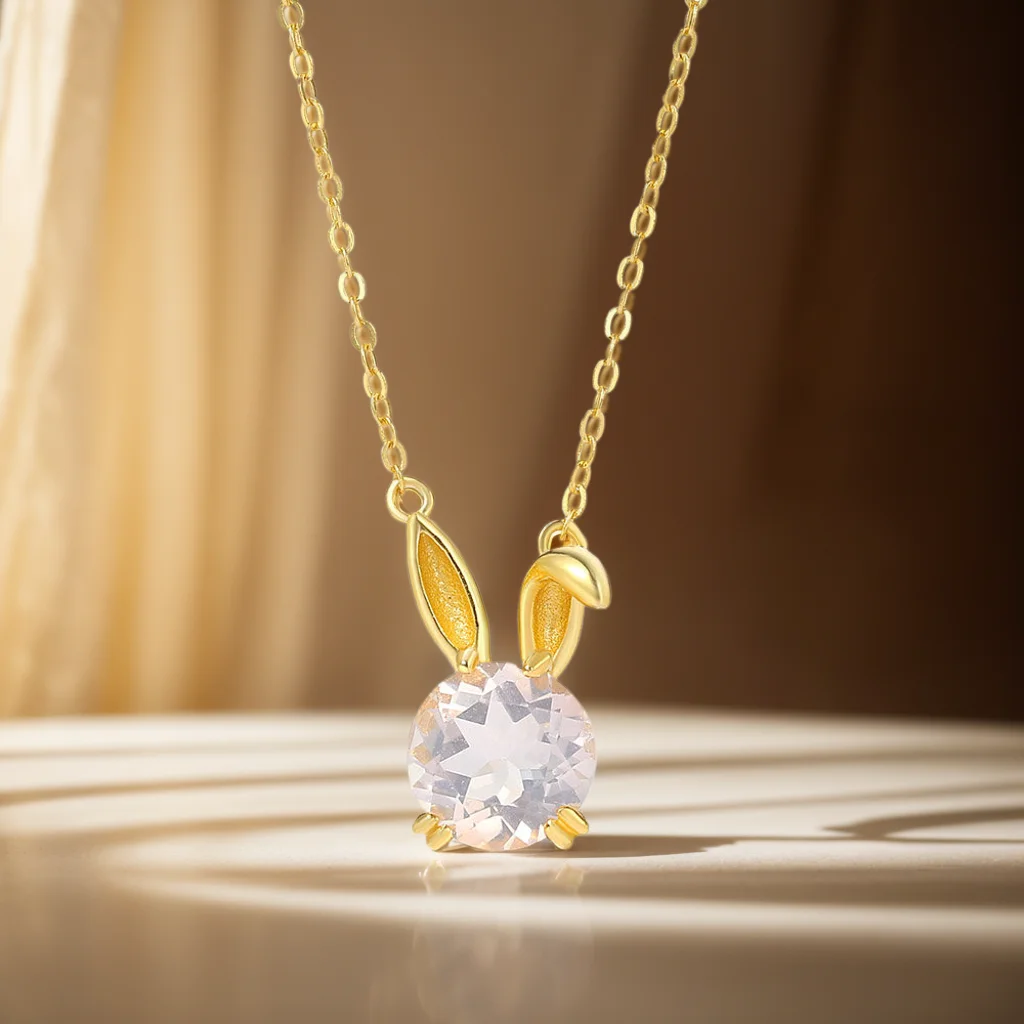 Очаровательное ожерелье-цепочка из серебра пробы подвеска в виде кролика