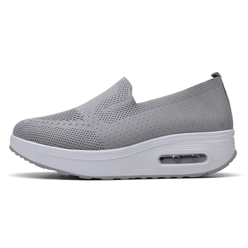 

2022 Spring and Summer One-foot Slip-on Lazy Thick Bottom Air Cushion Sports Rocking Shoes New Flying Weaving Women's Shoes