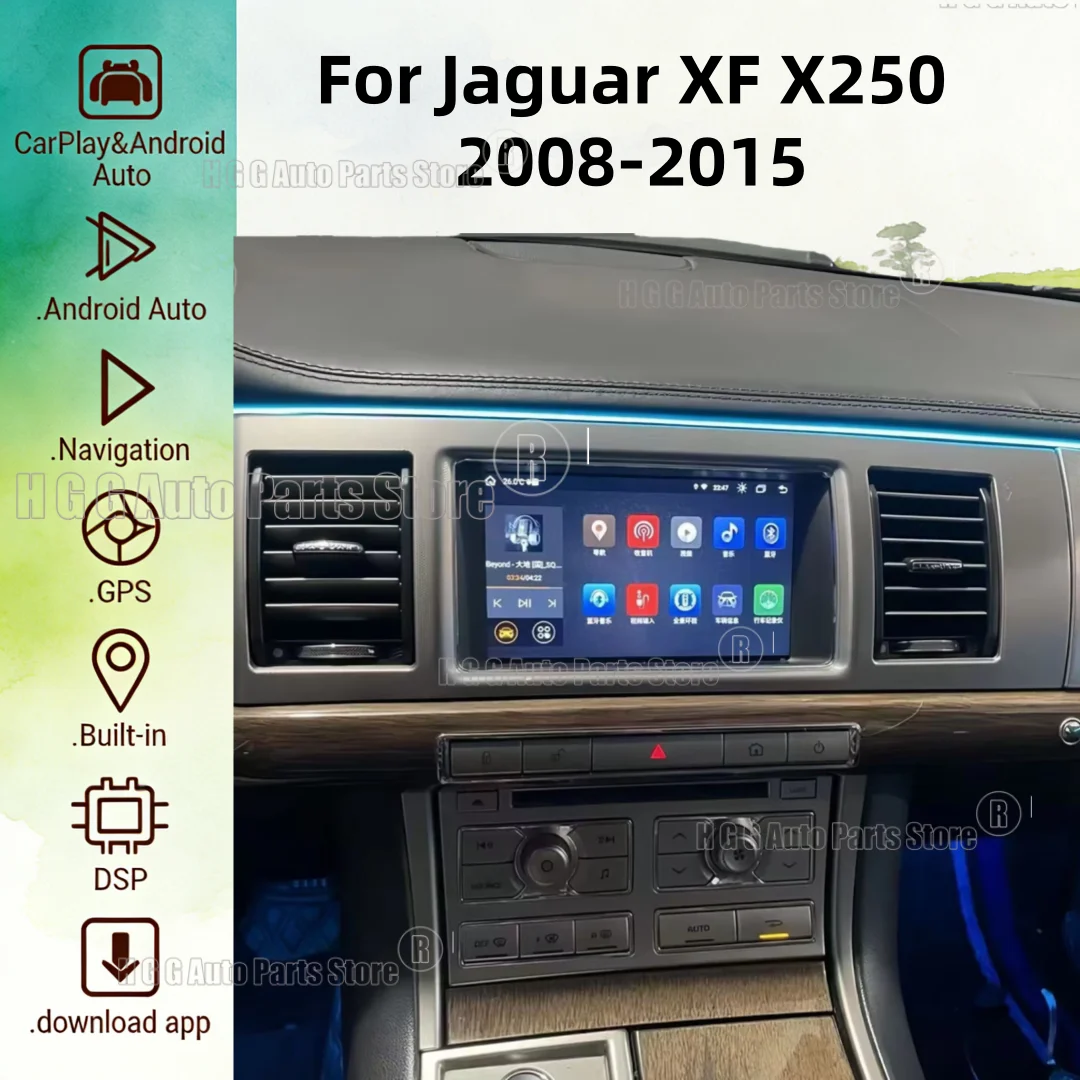 Фото 2 Din Android 13.0 8 ГБ + 128 ГБ для Jaguar XF X250 2008-2015 Автомобильный GPS-навигатор Авто стерео Мультимедийный плеер Головное устройство DSP Carplay №1