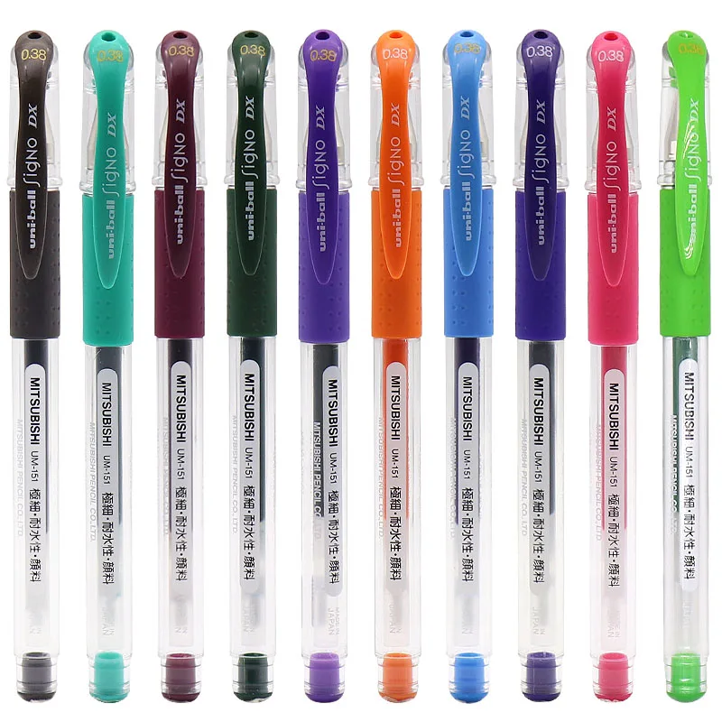 

10pcs Uni UM-151 Gel Pen Signature Pens 0.38mm Bullet Point 20 Colors Optional Student Writing Graffiti Office School Supply