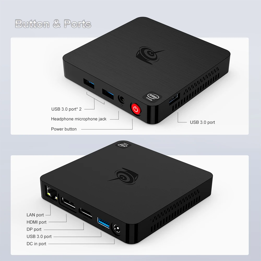 Beelink T4 Windows 10 Pro Intel Atom x5-Z8500 Mini PC 4 Гб 64 2 4G Φ Wifi 1000M Lan BT4.0 настольный мини-компьютер VS PRO