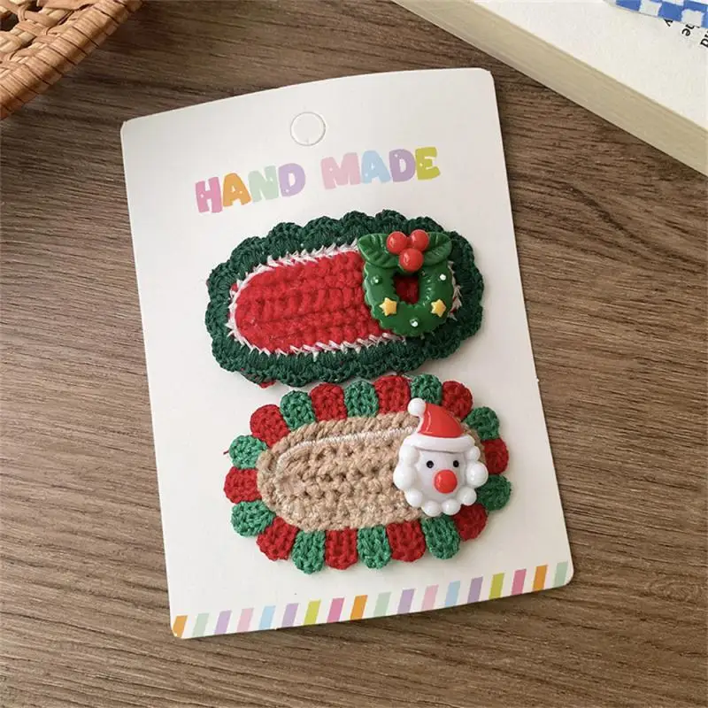 2 шт. милые вязанные крючком волосы детские заколки для волос Санта-Клауса BB
