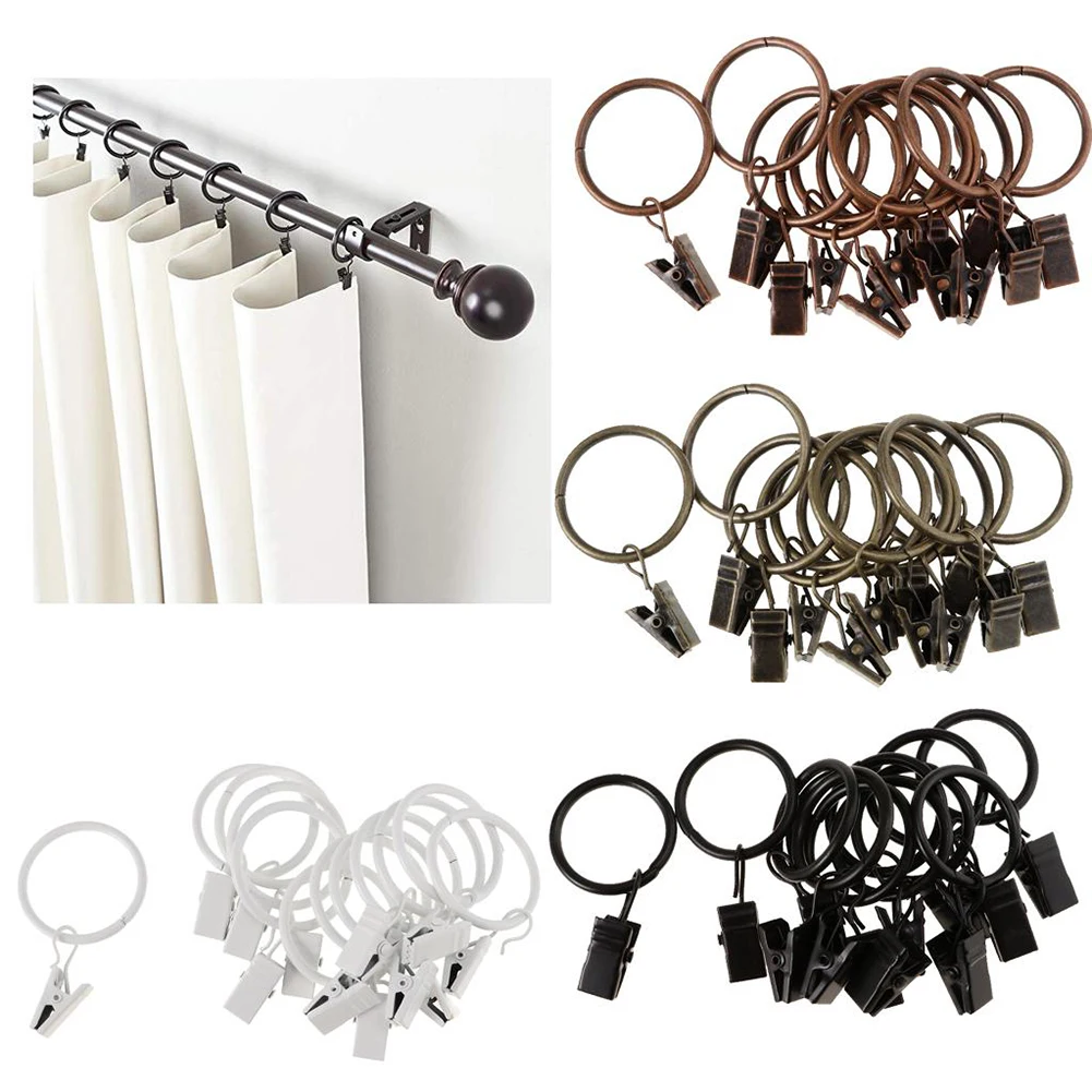 

10Pcs Curtain Ring Hook With Clips Vintage Rustproof Metal Drapery Window Curtain Clip Buckle Curtain Decorative Accessories