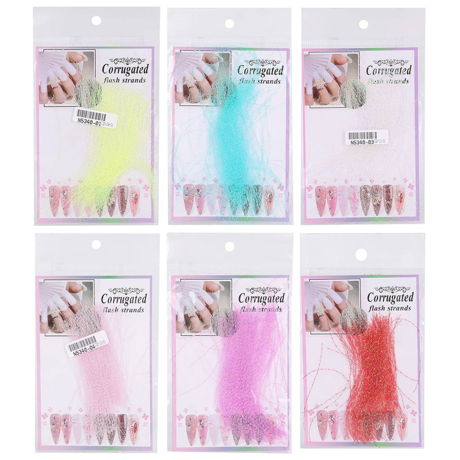 

6 Colors Nail Fluorescent Silk DIY Nail Extension Fiberglass Glitter Decoration Accessories