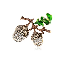 tulx vintage pine cones enamel brooches for women unisex rhinestone pine nuts brooch pins weddings banquet jewelry
