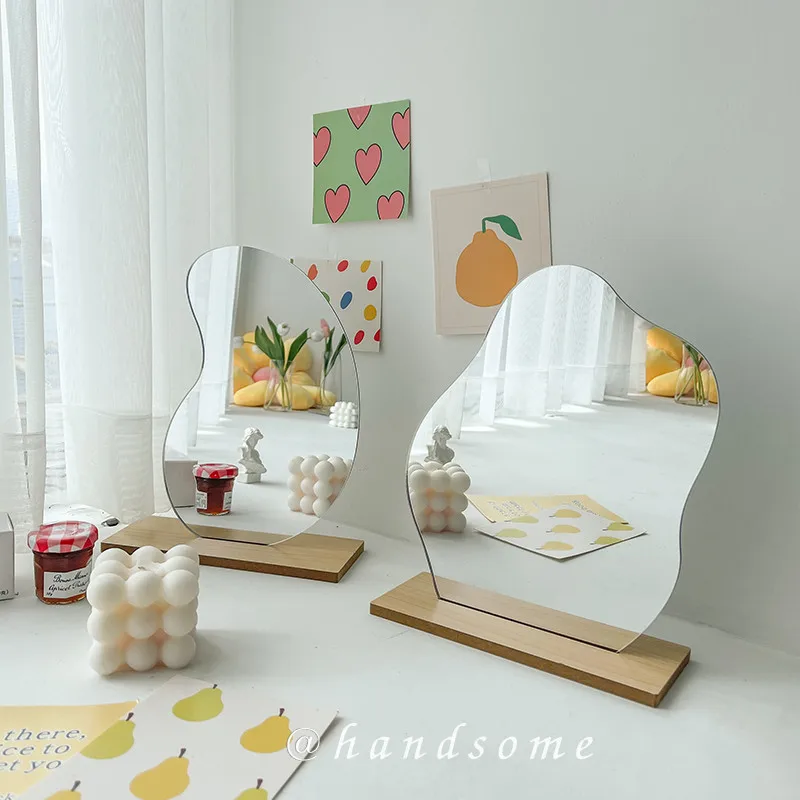 

Ins Irregular Makeup Mirror Beauty Standing Mirror Cosmetic Stage Photo ToolsKorean Decorative Mirrors for Bed Room Home Decor