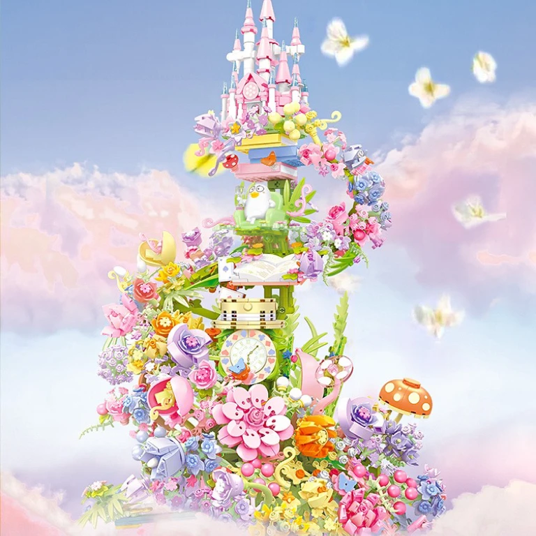 

3060PCS Blocks Flowers Castle Building Dreamy Duck Cartoon Architecture Waterfall Light DIY Bricks Toy for Kid Girls Adult Gift