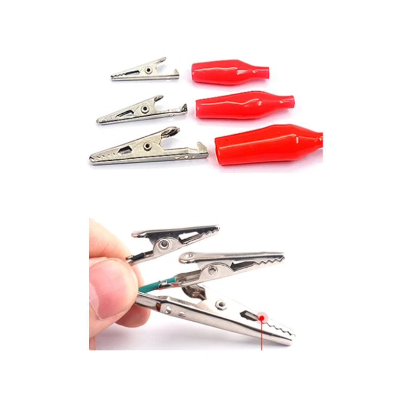 

10pcs/lot 28mm/35mm/45mm Metal Alligator Clip G98 Crocodile Electrical Clamp for Testing Probe Meter Black/Red with Plastic Boot