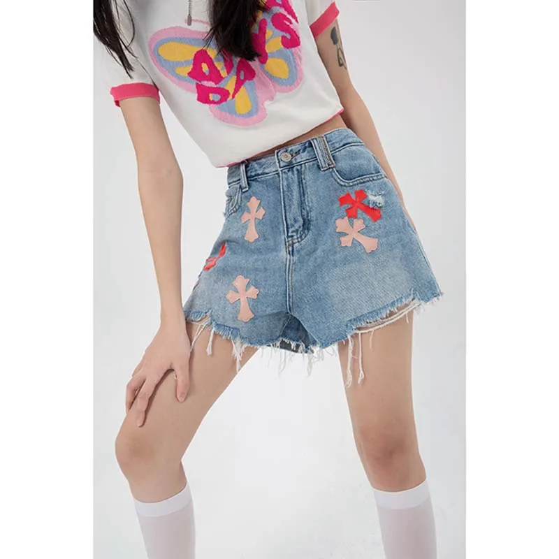 

2022 New Summer Tassel Denim Shorts Female Fashion Temperament Tide Women Denim High Waist Short Jeans Women