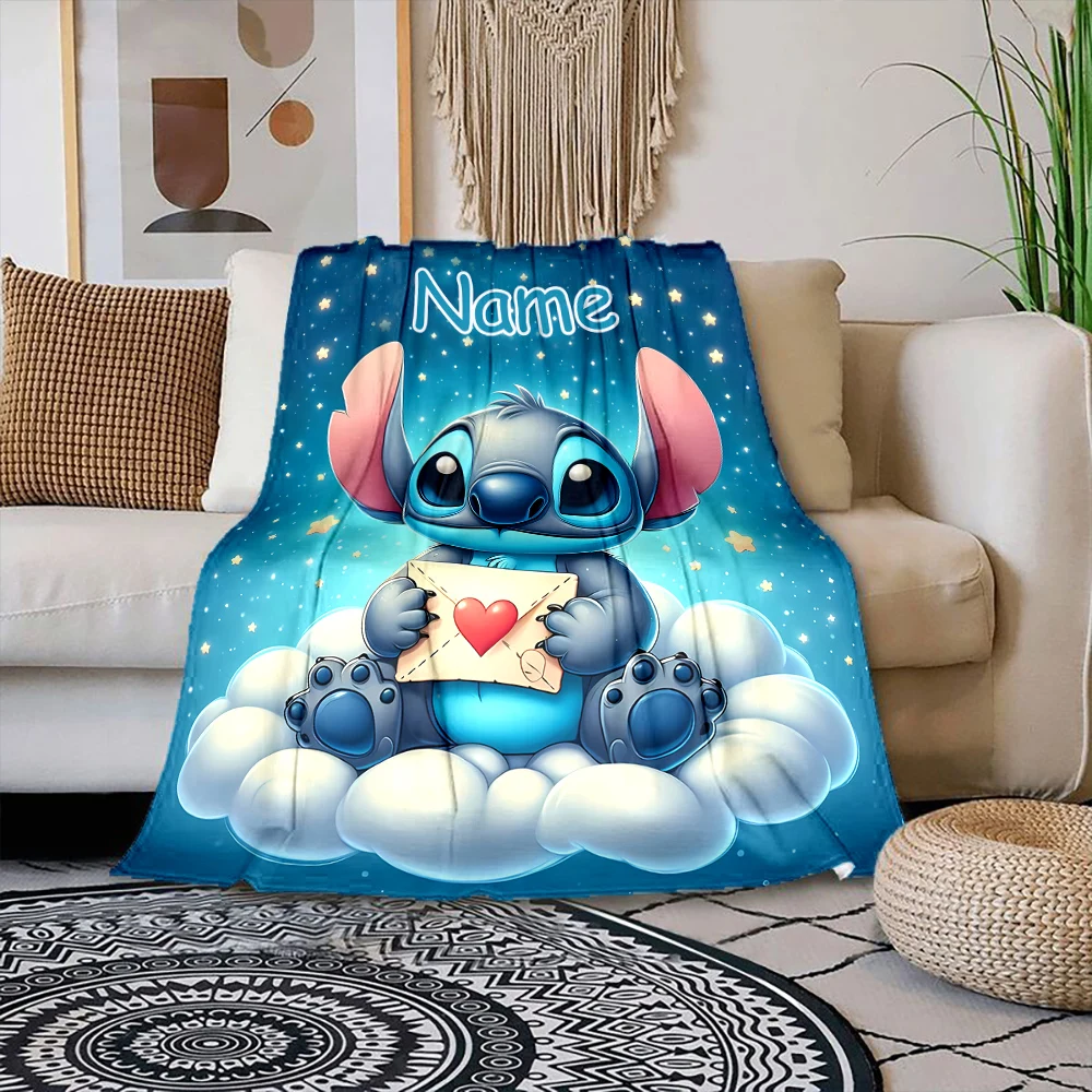Персонализированное одеяло с именем принтом Disney Stitch для дивана-кровати подходит